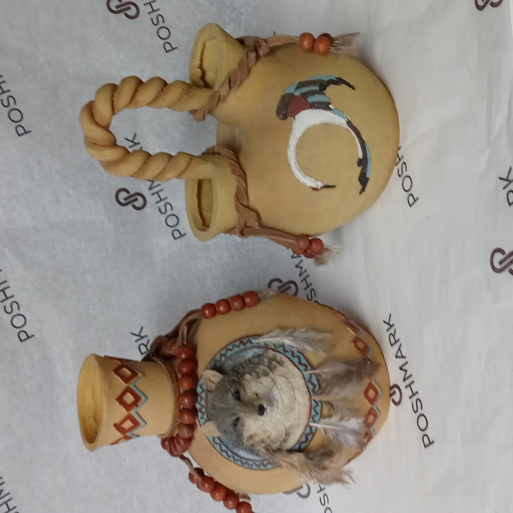 Southwest Native American Pottery Wedding Vase and Wolf Vase - Picture 1 of 7